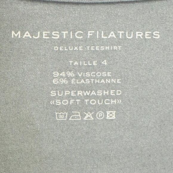 Majestic Filatures Soft Touch Tee Top Size Large 4 Angel Blue Scoop Neck $130 - Picture 3 of 6